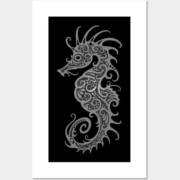 Intricate Dark Tribal Seahorse Design Wall Art by jeffbartels